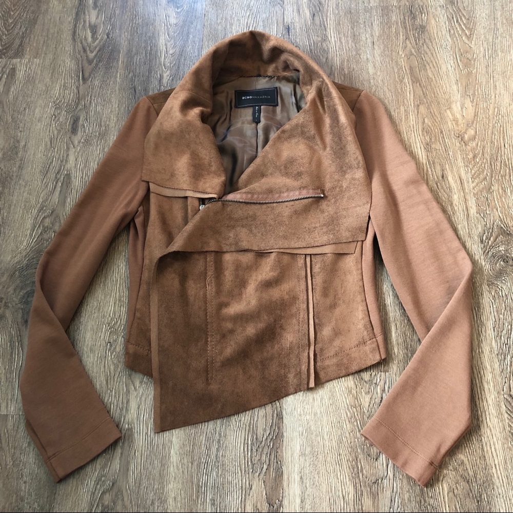 BCBG MaxAzria Suede Zip Crop Jacket